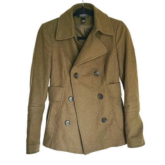Victoria’s Secret Olive Green Wool Double Breasted Peacoat 0 Jacket 90s Vintage - Picture 2 of 7